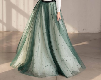 Falda circular de tul con perlas para novias, maxi vestido de novia para ceremonia, conjunto romántico.