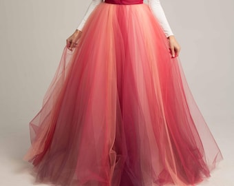 Falda de tul degradada, tutú maxi de boda, vestido degradado hasta el suelo, noche de ensueño, atardecer romántico