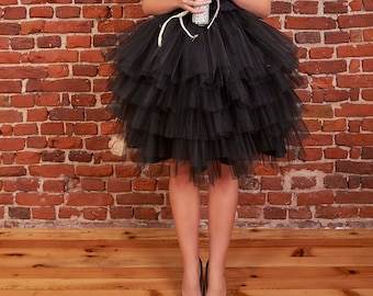 Sexy Black Women Tulle Skirt, Spanking Skirt, Tulle Black Skirt, Prom Skirt, Women Tulle Skirt, Tulle Wedding Skirt, Plus Size Tulle Skirt,