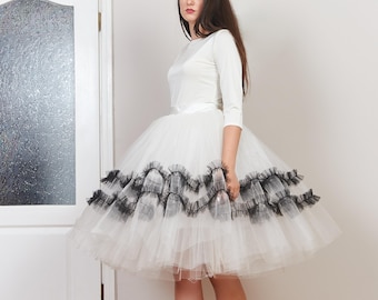 White Bridal Skirt, Tulle Midi Wedding Skirt, Puffy Bridal Layers, Elegant Separates, Custom Made
