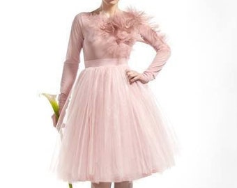 Wedding Blush Pink Dress, Two Piece Wedding Dress, Adult Tutu Dress, Bridesmaid Romantic Dress, Prom Dress, Sheer Party Dress, Gift for Her