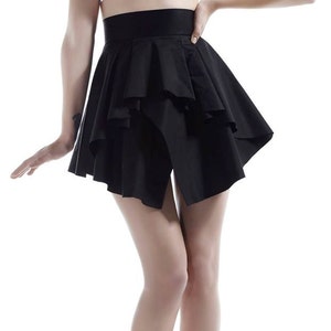 Black Mini Skirt, High Waisted Skirt, Pixie Skirt, Layered Skirt, Sexy Mini Skirt, Fashion Skirt, Burning Man Skirt, Avant Garde Skirt