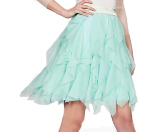 Mint Tulle Wedding Skirt, Ruffle Tiered Short Skirt, Boho Mini Length, High-Waisted Fairy Style, Custom Length/Colors, Handmade