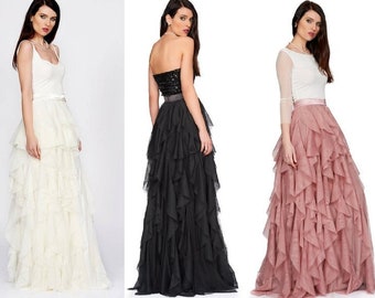 Wedding Skirt Separates, Floor Length Tulle Skirt, Tulle Bridal Skirt, Formal Gown, Long Tulle Skirt, Black Wedding Skirt, Layered Skirt