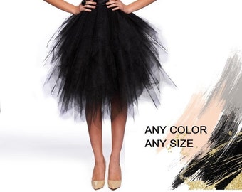 Falda larga de tul abullonada estilo gótico negro, vestido de gala nupcial alternativo hecho a mano