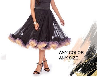 Falda de novia de tul con volantes – Maxi corte A – Look elegante para ceremonia formal
