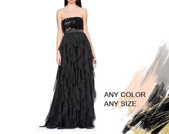 Falda de novia de tul con volantes escalonados – Falda larga maxi nupcial, colores y tallas personalizadas.