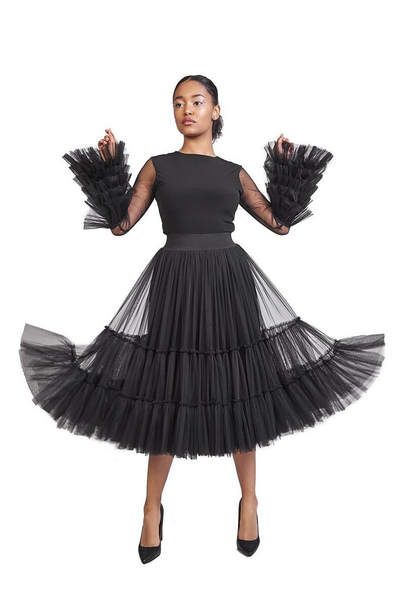 Tango Skirt Petticoat Skirt Women Midi Tulle Skirt Dance Skirt Designer Skirt Avant Garde Clothing High Waist Skirt Bridesmaid Skirt