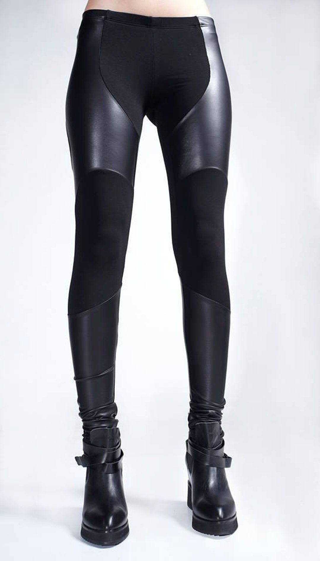 美品【HYKE(ハイク)】 ECO-LEATHER PANTS BLACK 2 AKOEE Faux Leather Pants for Women High Waisted Stretch Full