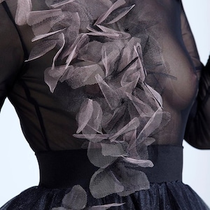 Goth Sheer Mesh Dress – Transparent Black Tulle, Sexy See Through Gothic Outfit, Festival & Rave Dress, Clubwear