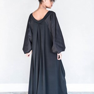 Black Plus Size Kimono Dress, Gothic LBD Gown, Maxi Caftan, Steampunk Dress, Victorian Dress, Opera Dress, Long Extravagant Coctail Gown image 4