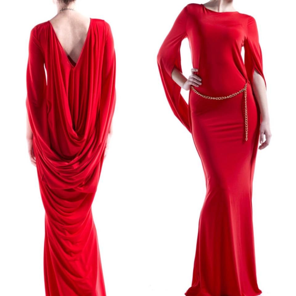 Robe de mariee rouge Robe futuriste Robe grecque antique pour reception de mariage Robe de soiree longue au sol Robe de ceremonie drapee dans le dos Etsy France