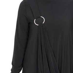 Robe ample en jersey, Robe trapèze noire, Robe d'été légère, Robe grande taille, Robe évasée décontractée minimaliste, Robe unique image 6