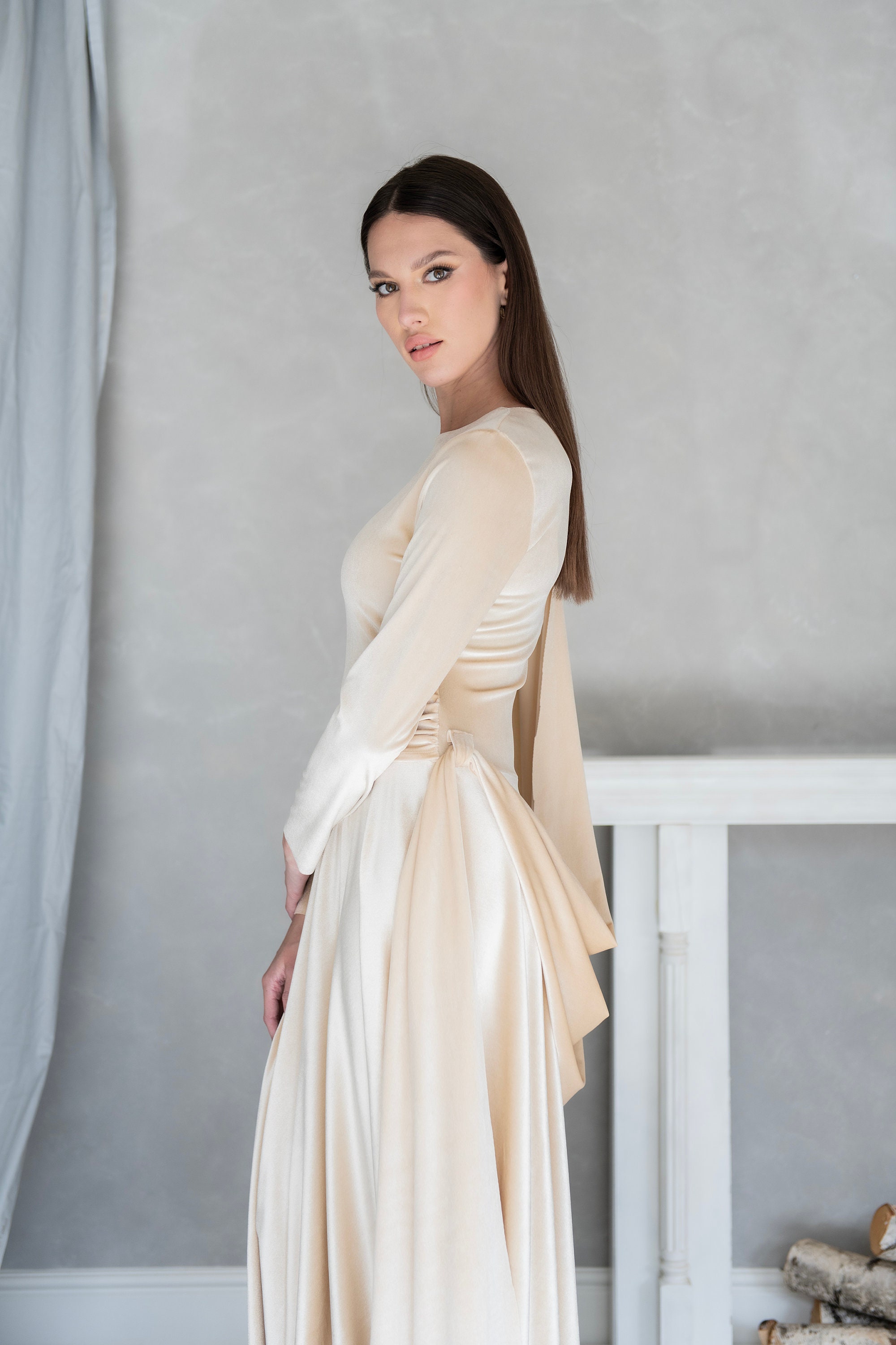 champagne velvet dress long Champagne Velvet Maxi Dress