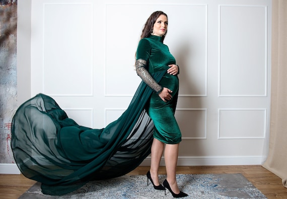 Velvet Maternity Gown Prom Velvet Dress ...