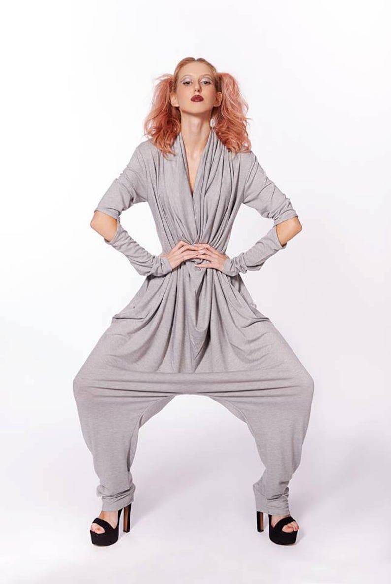 Grey Baggy Pants Loose Jumpsuit Jumpsuit Romper Womens Etsy