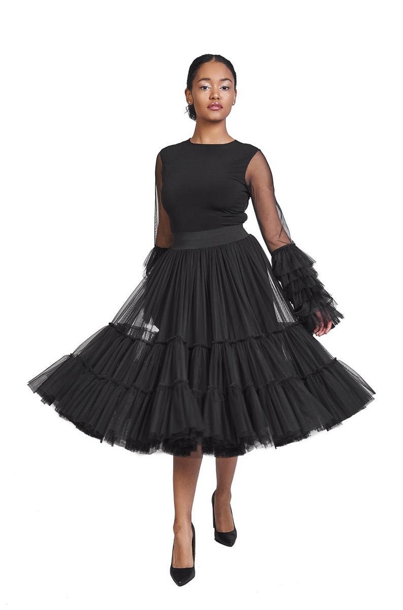 Tango Skirt Petticoat Skirt Women Midi Tulle Skirt Dance Skirt Designer Skirt Avant Garde Clothing High Waist Skirt Bridesmaid Skirt