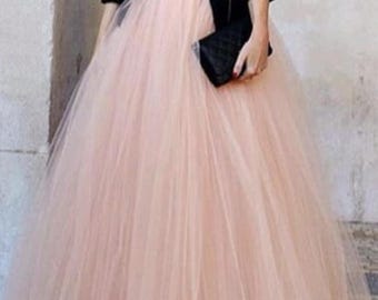 Falda larga de tul color melocotón, falda para baile de gala para ocasiones especiales, falda romántica de estilo hada, falda femenina para fiesta de cumpleaños, falda formal para baile.