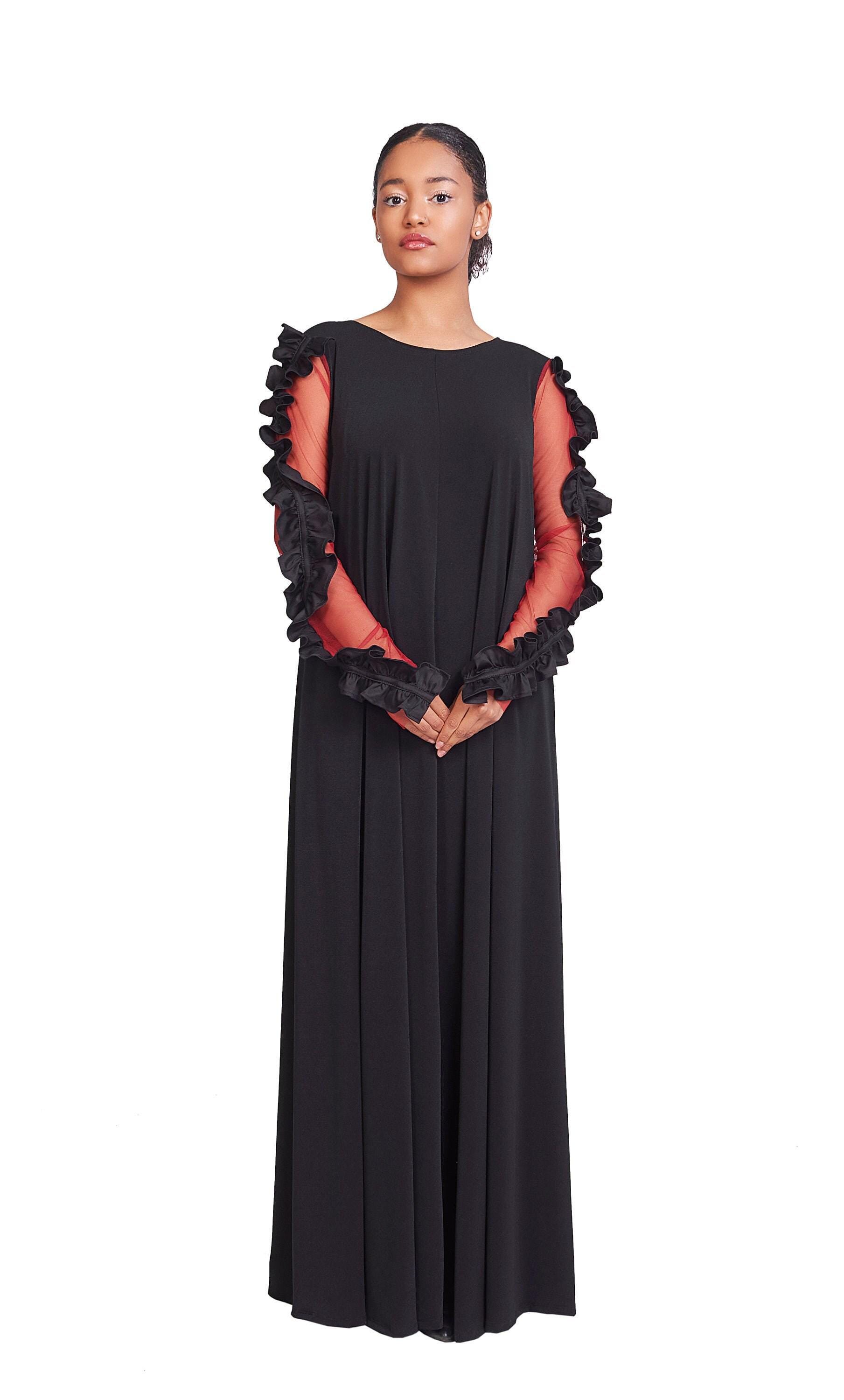 Black Maxi Long Dress, Plus Size Extravagant Sheer Sleeve Gown Black Maxi Long Dress, Plus Size Extravagant Sheer Sleeve Gown