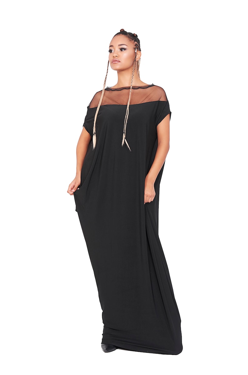 Black Maxi Dress Plus Size Maxi Dress Black Jersey Maxi Etsy