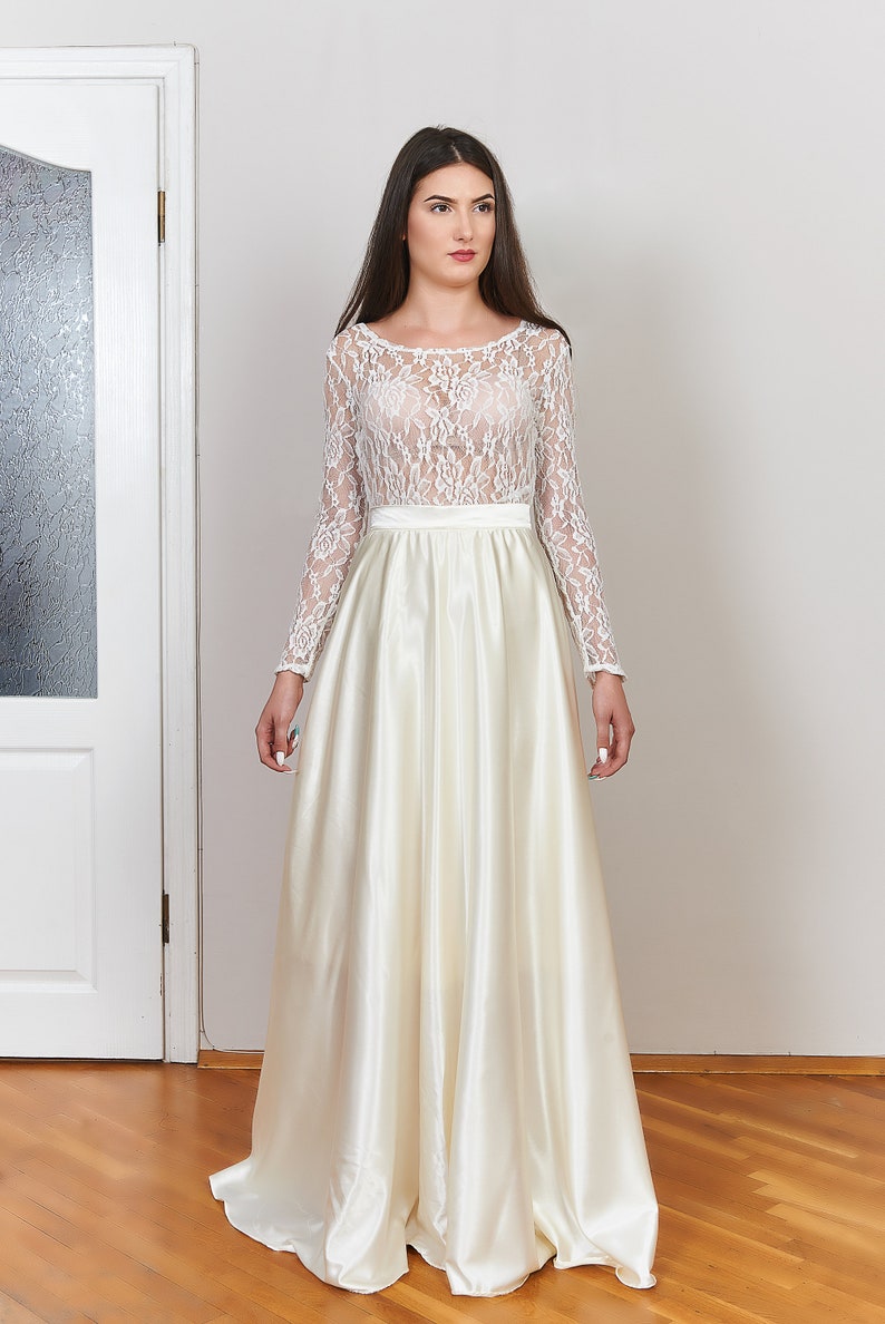 Satin Ball Skirt Floor Length Maxi Skirt Satin Long Bridal Skirt Elegant Ivory Wedding Skirt Long Circle Skirt Long Elegant Skirt