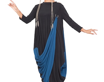 Plus Size Avant Garde Jersey Maxi Dress: Futuristic Drape Shawl