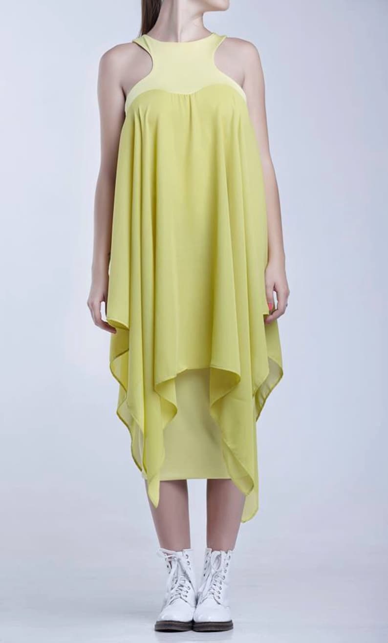 Yellow Dress Sleeveless Dress Summer Dress Beach Dress Asymmetric Dress Boho Dress Women Dress Cocktail Dress Bridesmaid Dress