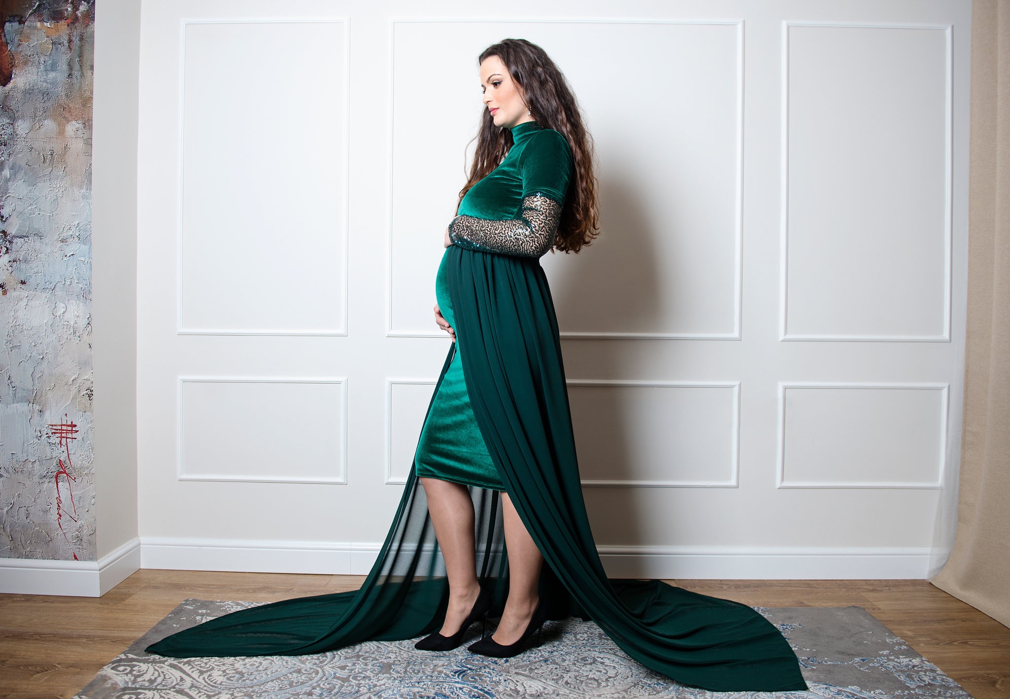 emerald green velvet maternity dress Emerald Green Velvet Button Down Maternity Dress  PinkBlush