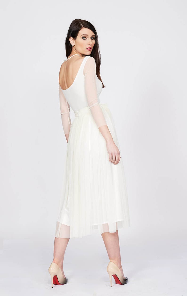 White Skirt Party Skirt Bridal Skirt Wedding Skirt Boho Wedding Skirt Beach Wedding Skirt Formal Skirt White Midi Skirt Satin Skirt