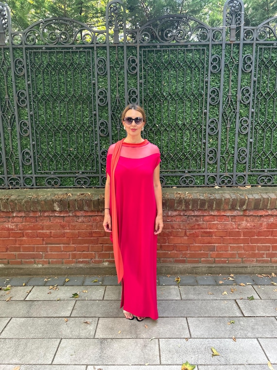 Elegant Fuchsia Maxi Dress With Matching Shawl: Formal Evening Gown - Etsy Israel Elegant Fuchsia Maxi Dress With Matching Shawl: Formal Evening Gown - Etsy Israel