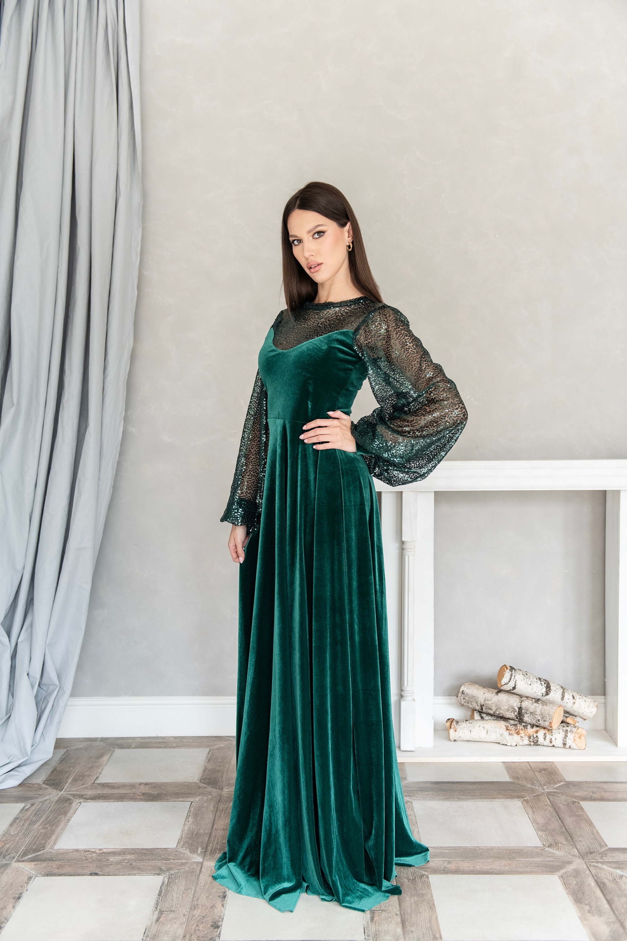 green velvet witch dress James Wrap Dress Summer Green– MARETHCOLLEEN main image 0