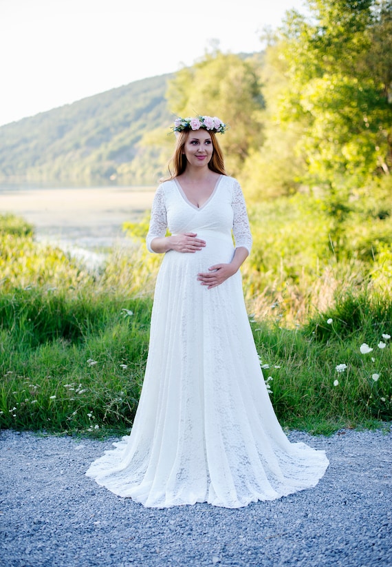 lace wedding dresses for pregnant women ELOISE Maternity Wedding Dress