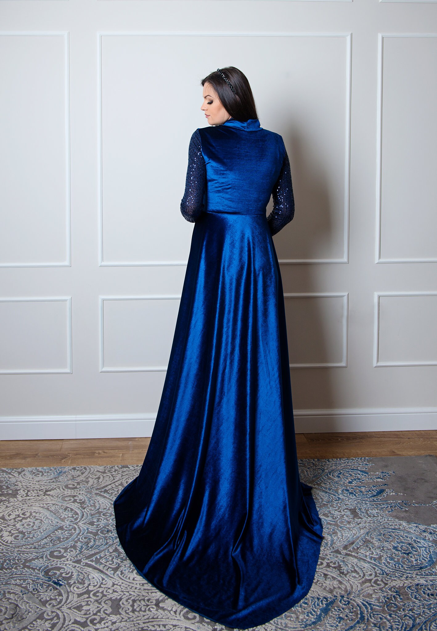 black long sleeve bridesmaid dresses Black Long Sleeve One Shoulder Maxi Dress main image 1