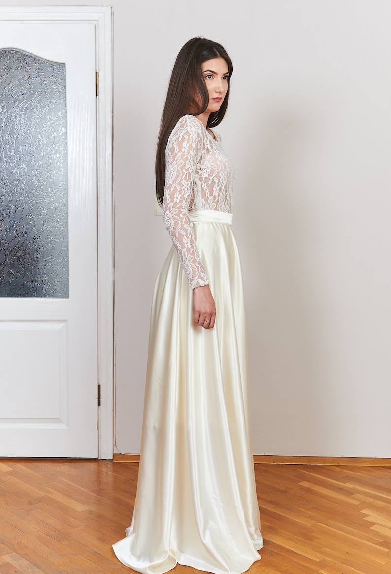 Satin Ball Skirt Floor Length Maxi Skirt Satin Long Bridal Skirt Elegant Ivory Wedding Skirt Long Circle Skirt Long Elegant Skirt