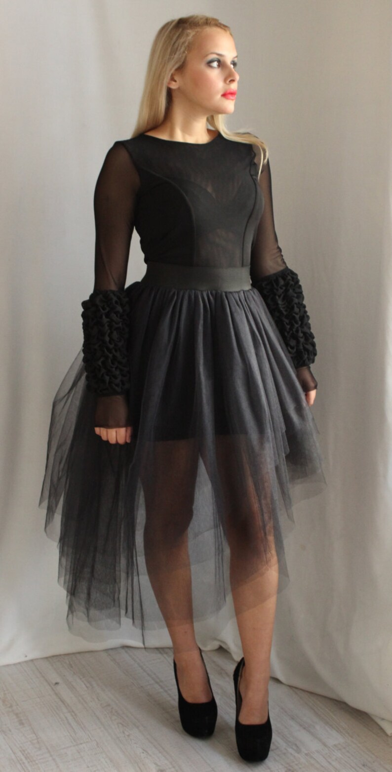 Black Wedding Dress Black Tulle Dress Plus Size Dress Mesh | Etsy