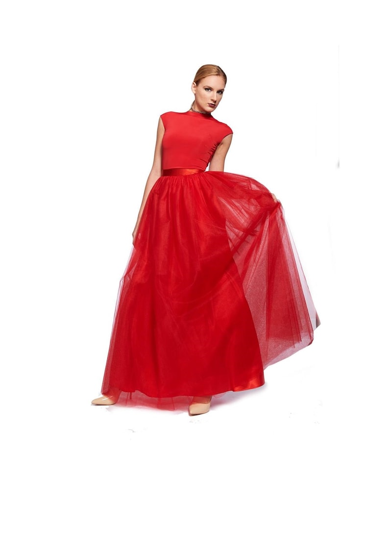 Long Red Tulle Skirt Spanking Red Skirt Red Tulle Skirt Etsy