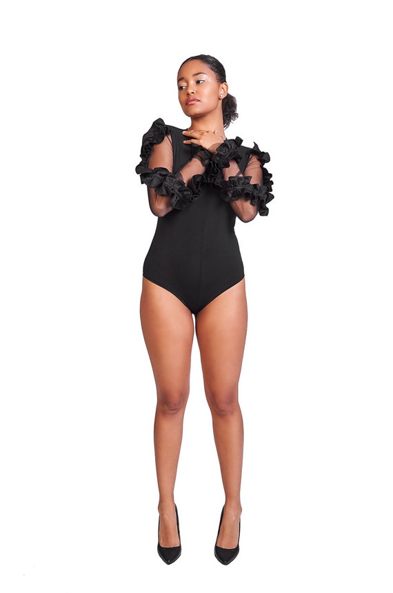 Body negro de manga larga body de mujer body extravagante ropa de festival body boho body con blusa body de mujer rave Etsy Espana