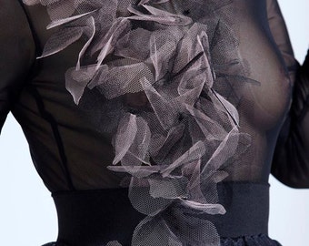 Sheer Gothic Tulle Dress: Avant Garde Festival Ball Gown