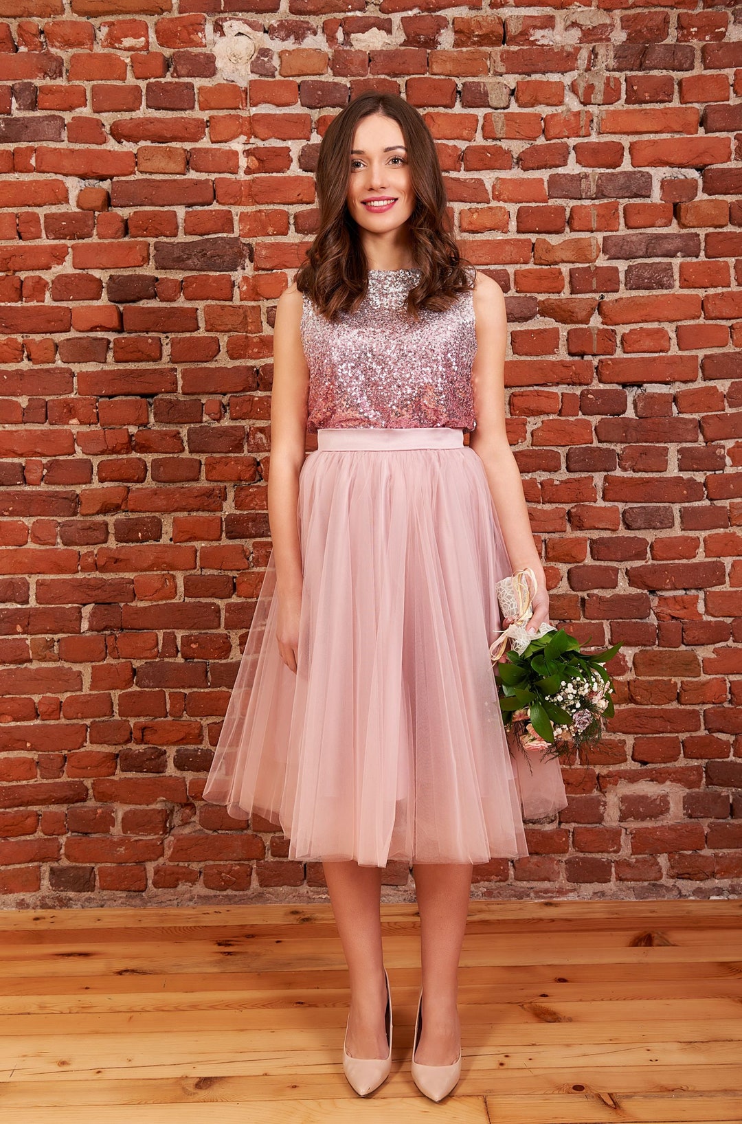 tutu skirt bridesmaid dress Tulle Midi Skirt, Romantic Blush With Satin Waistband, Wedding Guest Skirt, Formal Wear, Ball Circle Skirt Vintage