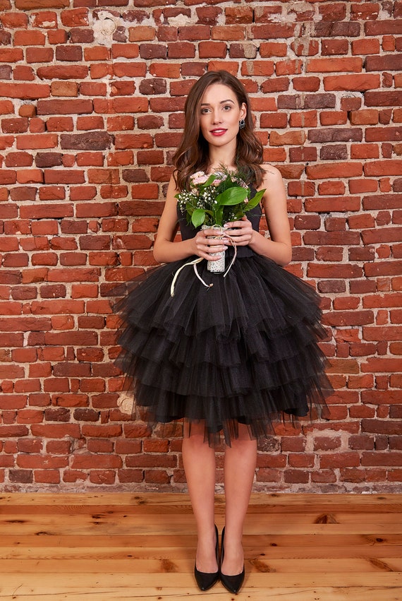 black mini tutu dress SOMETHING SLIGHT TULLE MINI DRESS