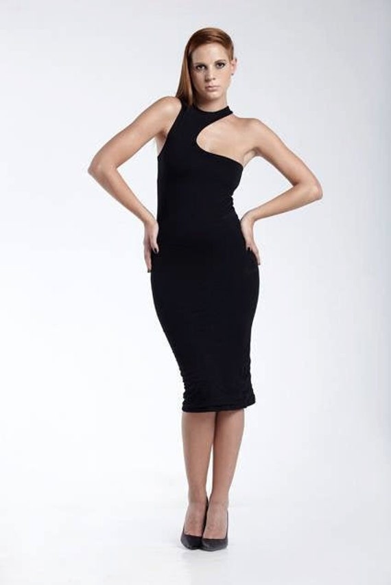 tight black cocktail dress