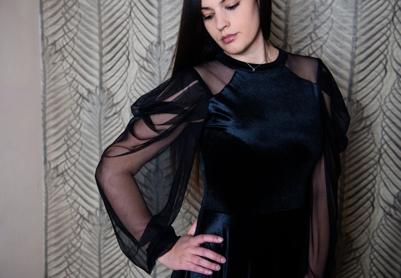 Black Velvet Goth Regency Gown, Empire Waist Formal Wedding Dress - Etsy