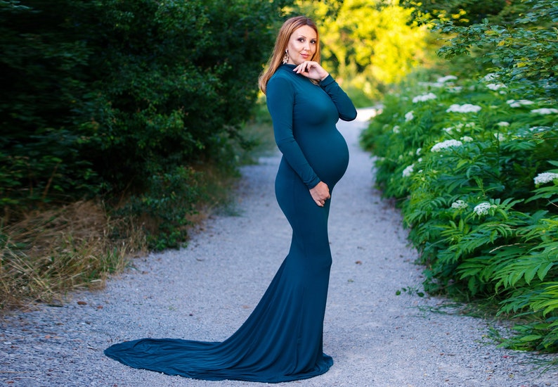 turtleneck maternity gown