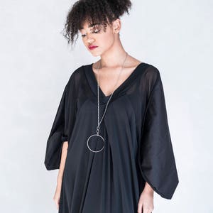 Black Plus Size Kimono Dress, Gothic LBD Gown, Maxi Caftan, Steampunk Dress, Victorian Dress, Opera Dress, Long Extravagant Coctail Gown image 2