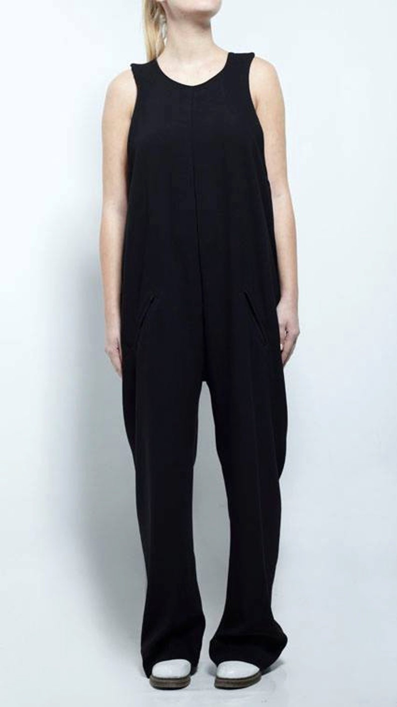 Baggy Jumpsuit Wrap Romper Womens Black Overall Wrap Jumpsuit Wide Leg Romper Vintage Jumpsuit Maternity Jumpsuit Sleeveless Romper