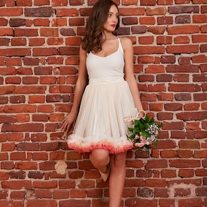 Ivory Tulle Mini Skirt, Dance Wear, Cocktail Prom Skirt, Petite High-Waisted Maxi for Bridal, Summer Party Skirt, Elegant Circle Design