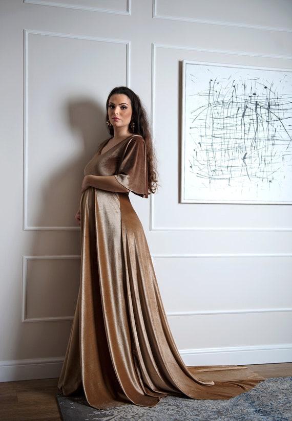 Velvet top pregnancy dress