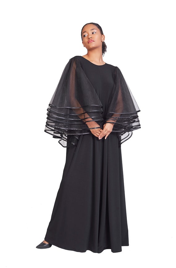 Plus Size Black Maxi Dress Halloween Adult Costume - Steampunk Dress Whimsigoth Womens Clothing - Avant Garde Dress For Fantasy Cosplay