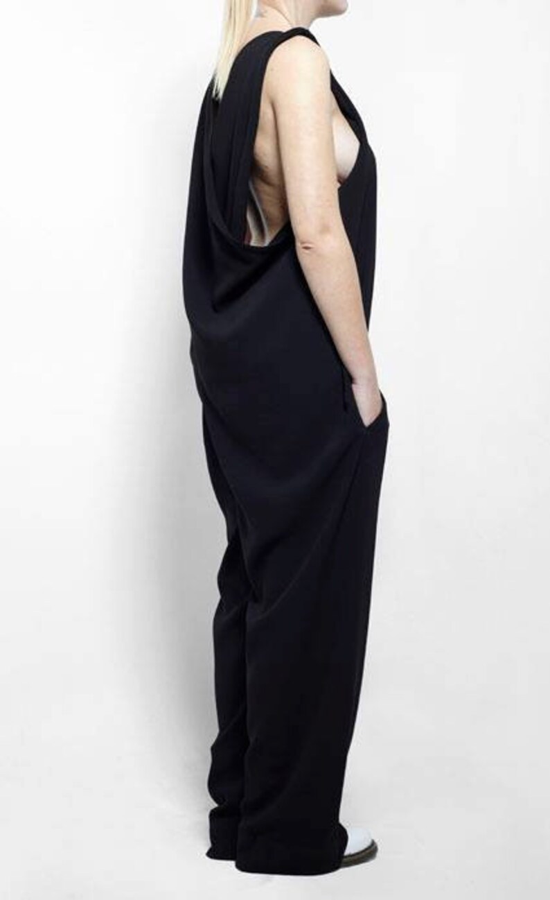 Vintage Jumpsuit Baggy Jumpsuit Wide Leg Romper Sleeveless Romper Wrap Jumpsuit Wrap Romper Womens Black Overall Maternity Jumpsuit