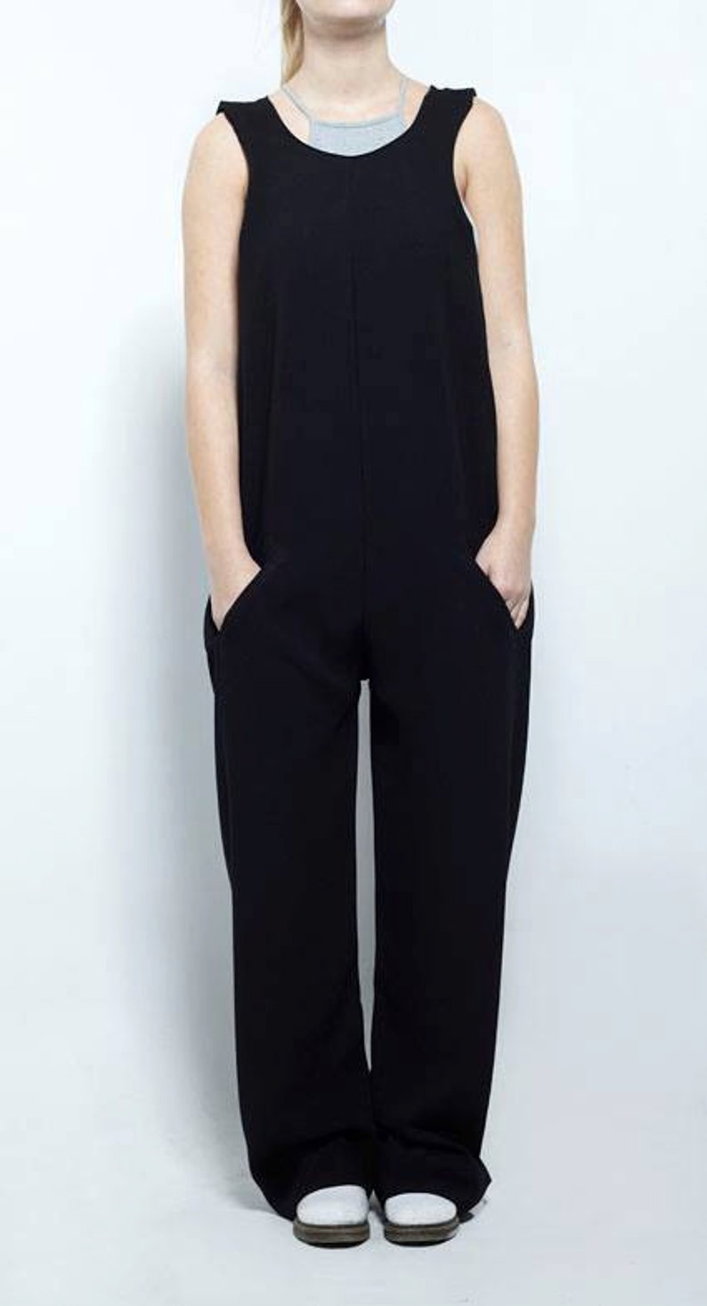 Baggy Jumpsuit Wrap Romper Womens Black Overall Wrap Jumpsuit Wide Leg Romper Vintage Jumpsuit Maternity Jumpsuit Sleeveless Romper